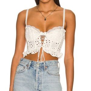 For Love & Lemons Sadie White Lace crop
